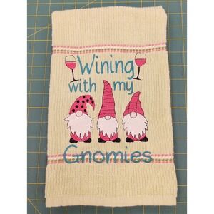 GNOMES Wining With My Gnomies Kitchen Hand Towel Set of 1 Great GIFT Idea!